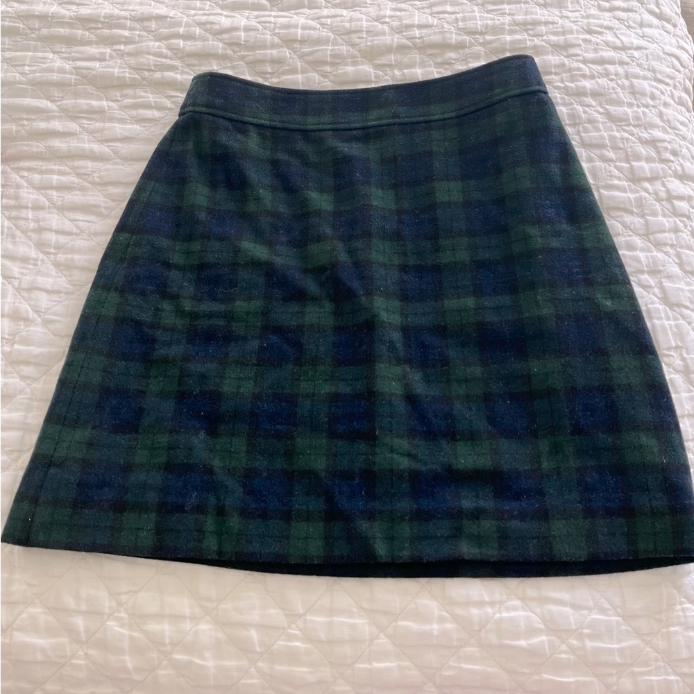 JCrew Wool Blend Blue Green Plaid Miniskirt size 6